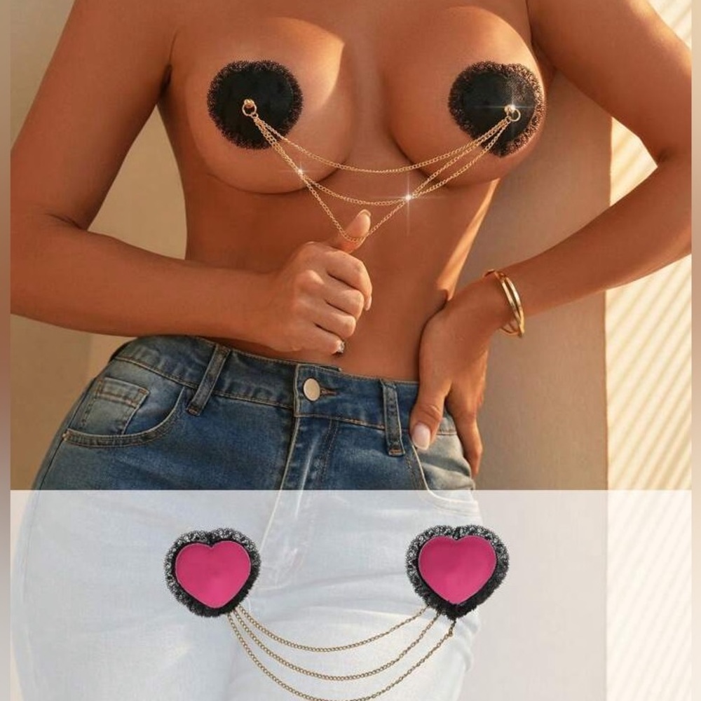 Chain Detail Heart Shaped Nipple Cover